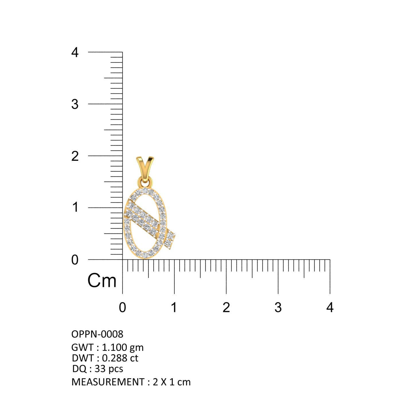 Geometric Alphabet "Q" Pendant