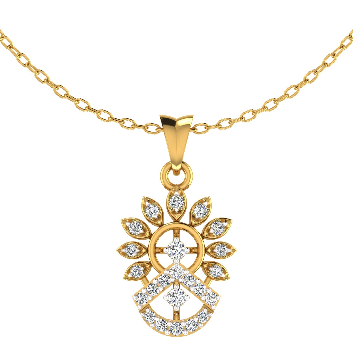 Floral Sunburst Halo Pendant