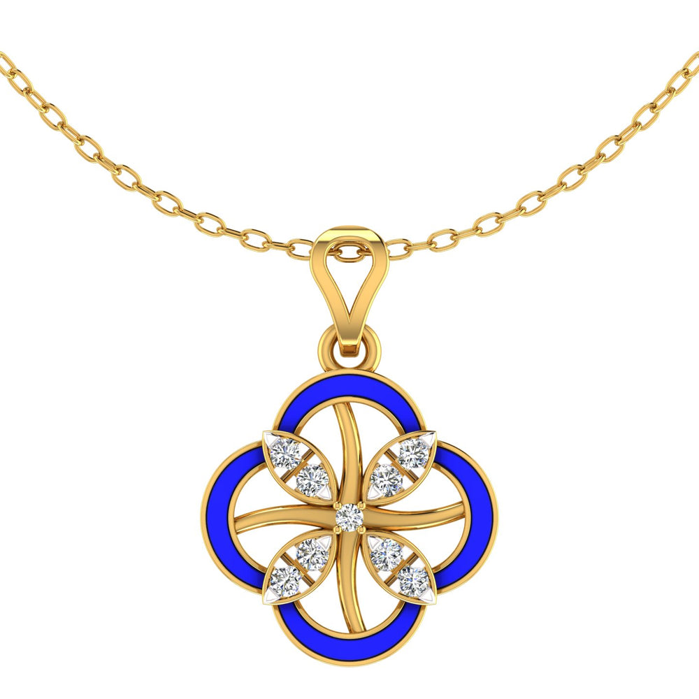 Floral Clover Enamel Pendant