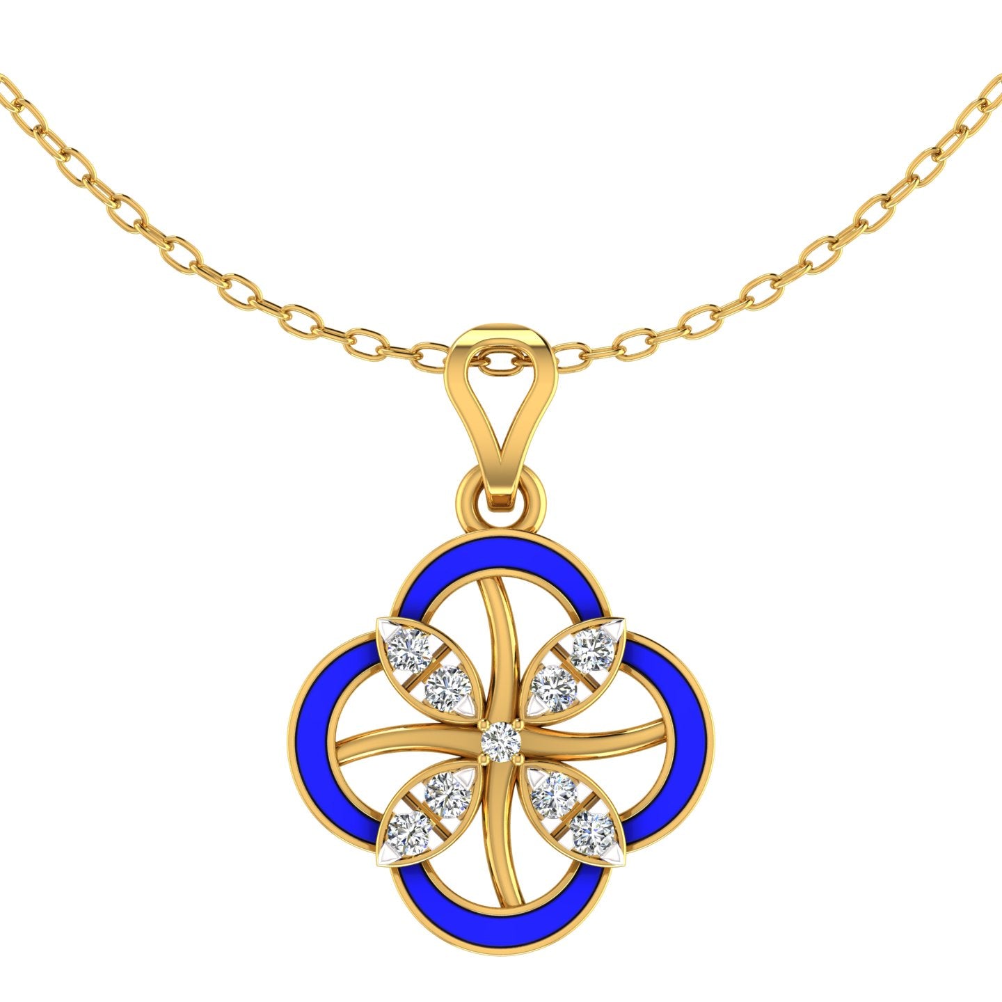 Floral Clover Enamel Pendant