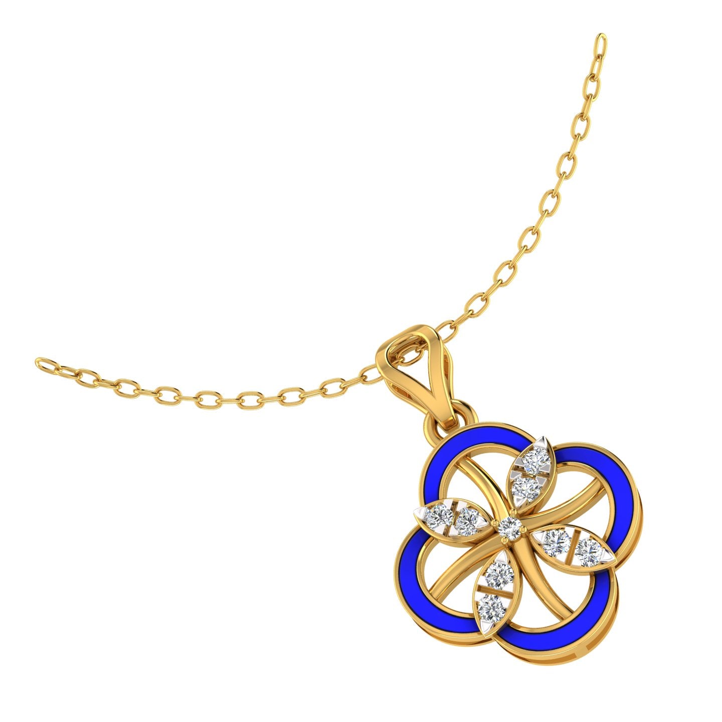 Floral Clover Enamel Pendant