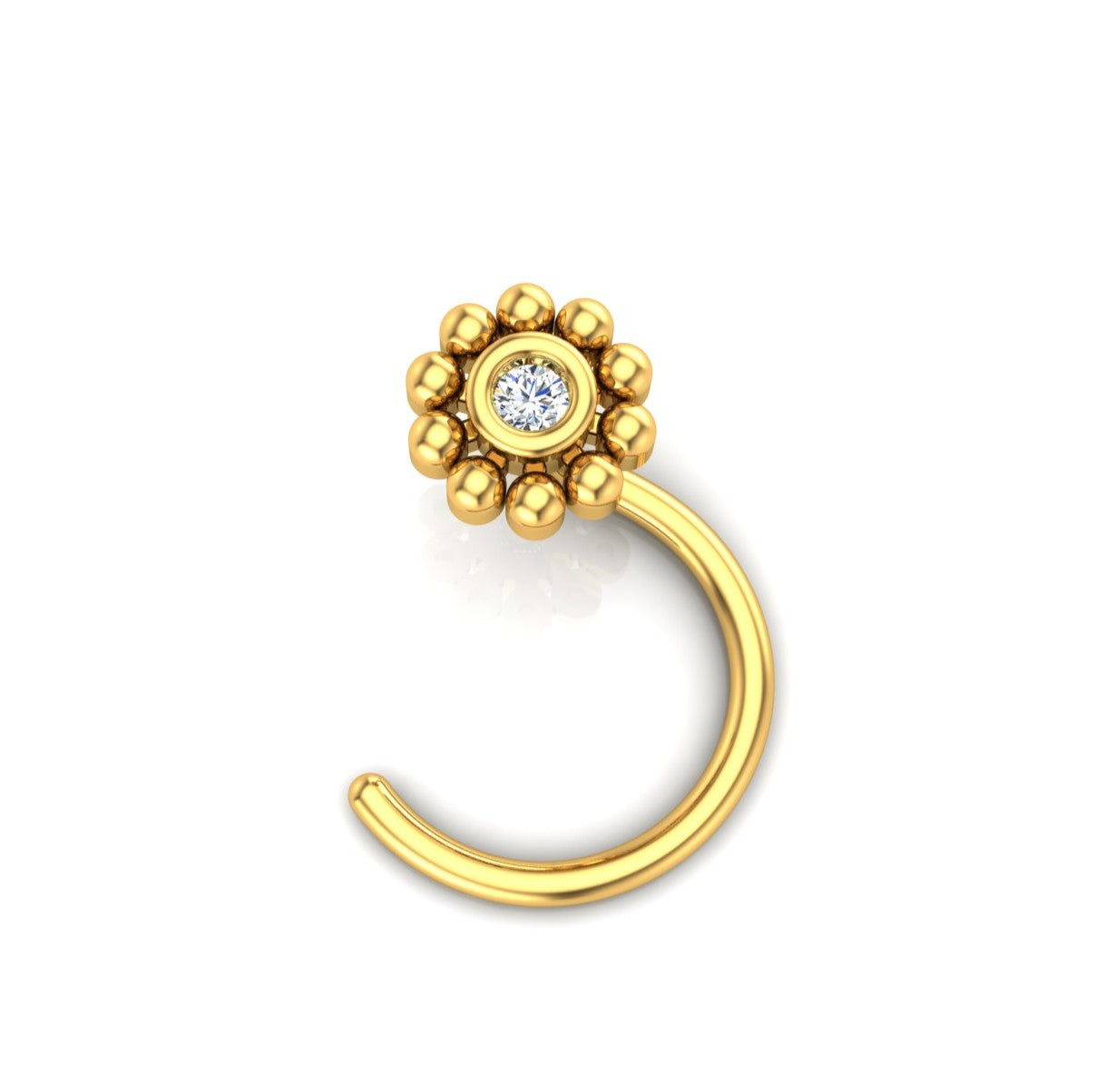 Golden Daisy Solitaire Nose Pin