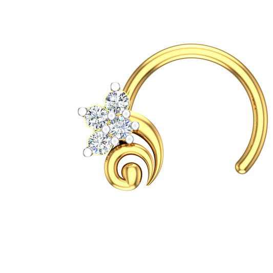 Floral Swirl Diamond Nose Pin
