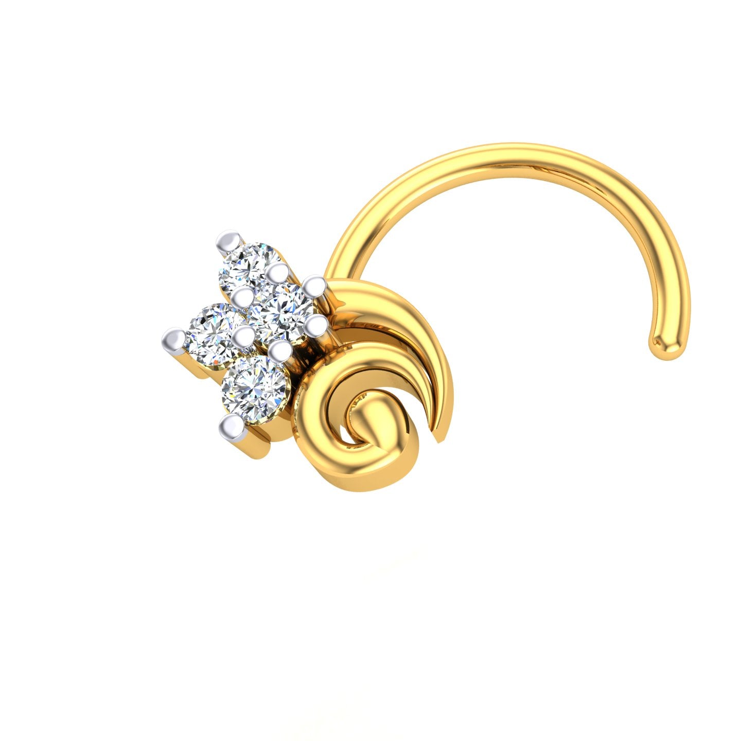 Floral Swirl Diamond Nose Pin