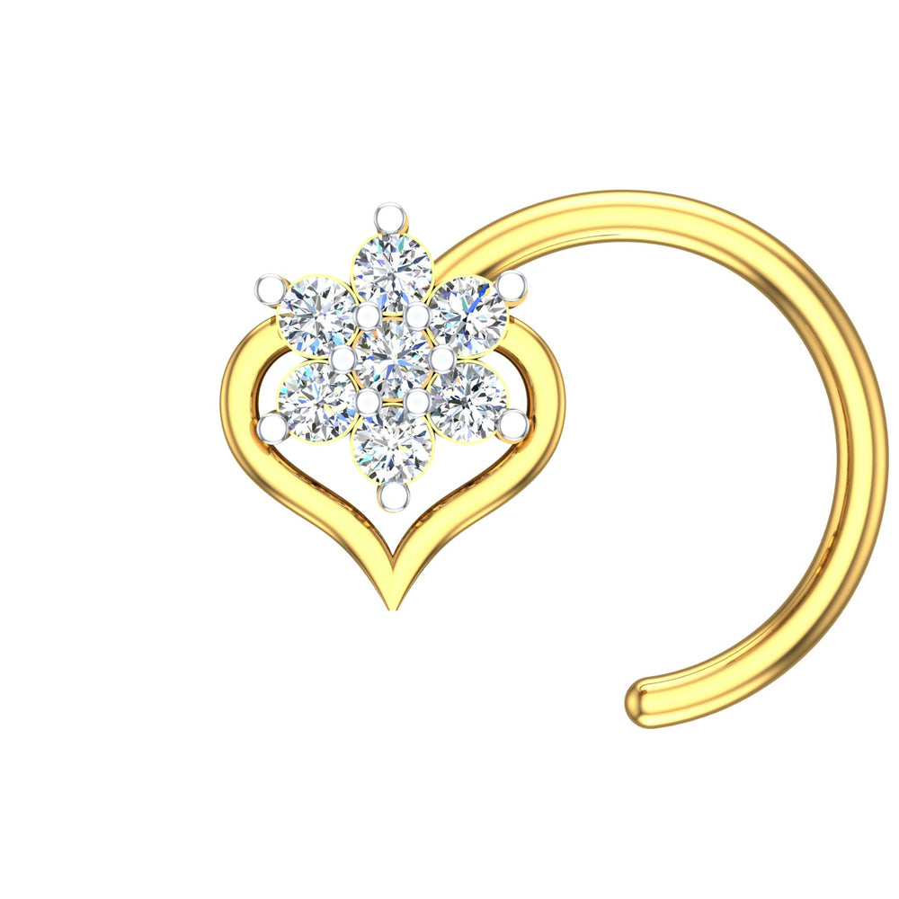 Diamond Heart Blossom Nose Pin
