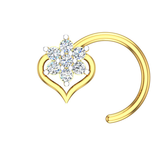 Diamond Heart Blossom Nose Pin