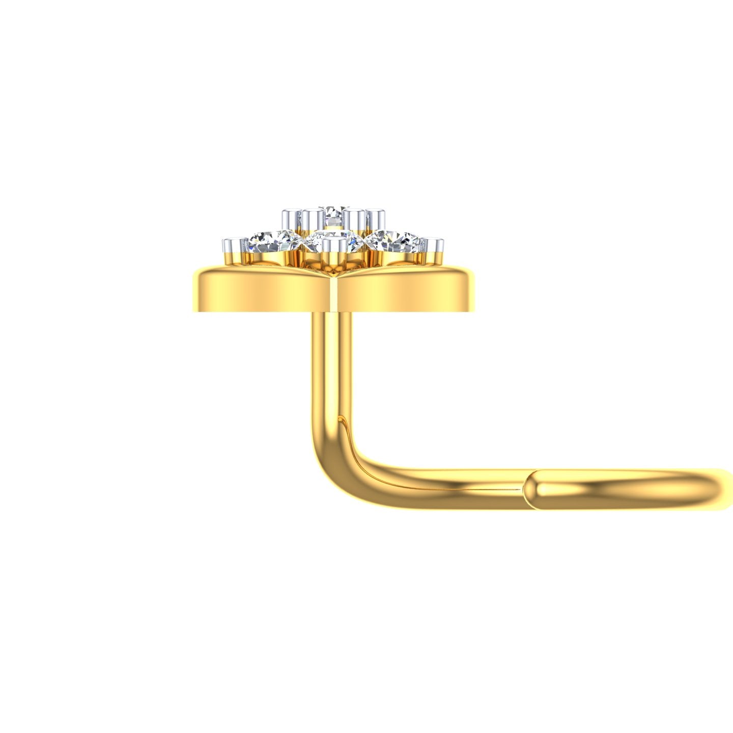 Diamond Heart Blossom Nose Pin