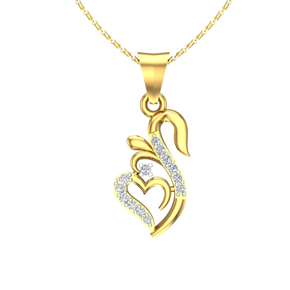 Swan Heart Diamond Pendant