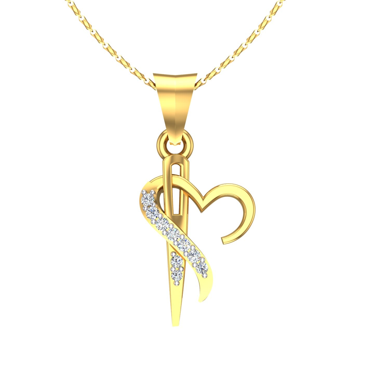 Ribbon Heart Diamond Pendant