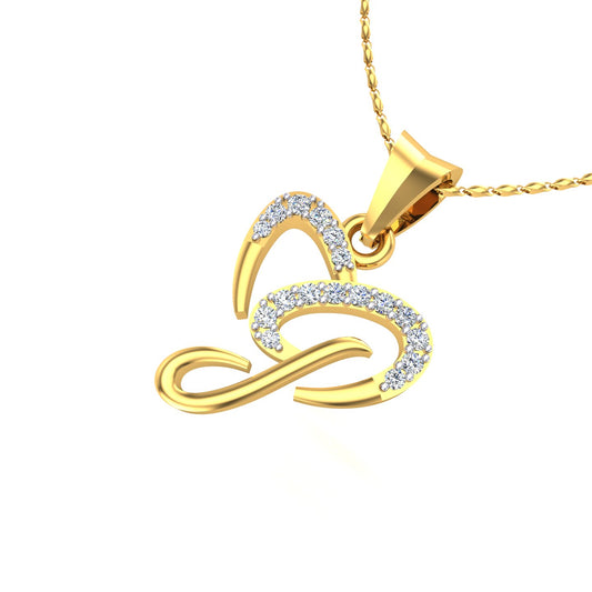 Twin Hearts Diamond Initial Pendant