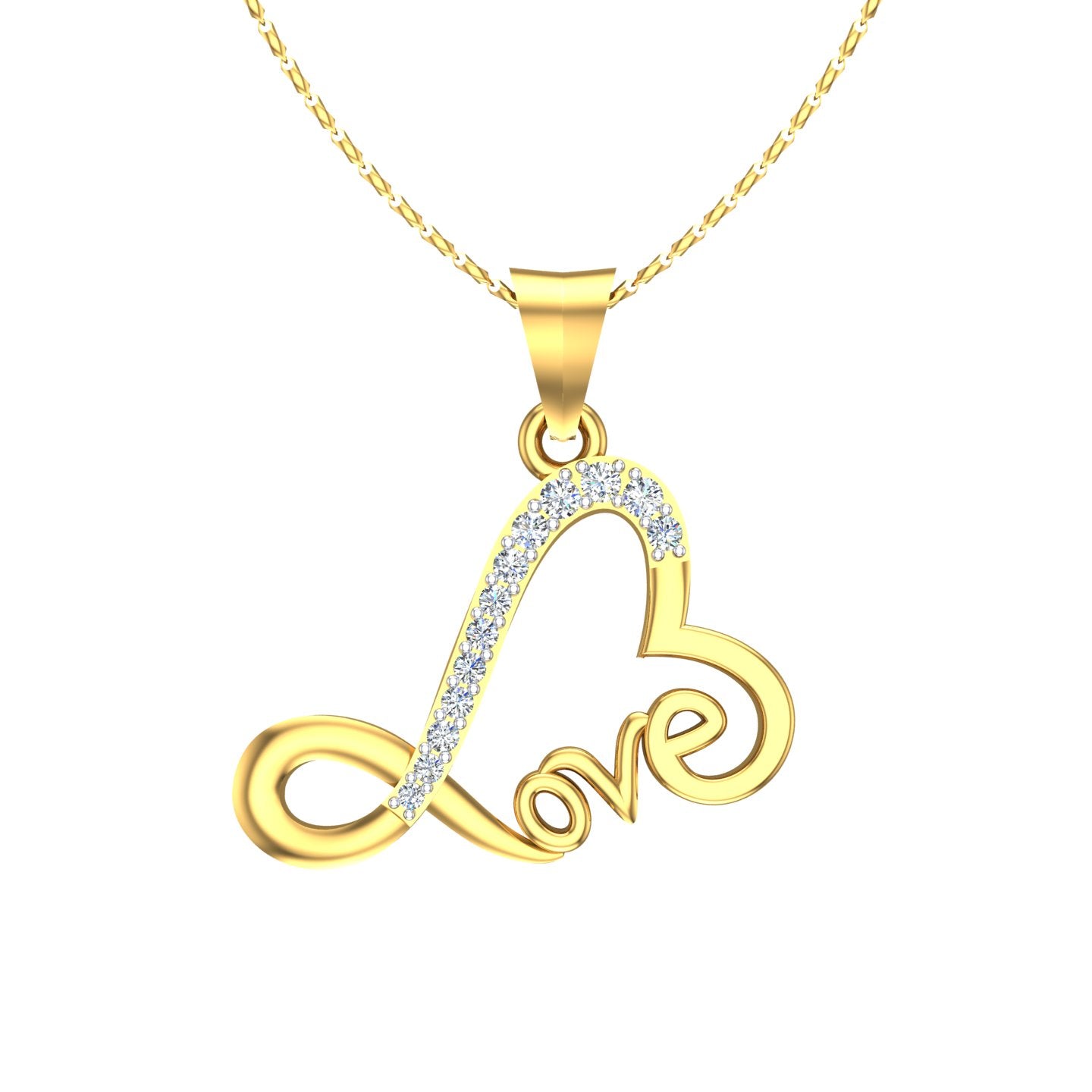 Love Script Diamond Pendant