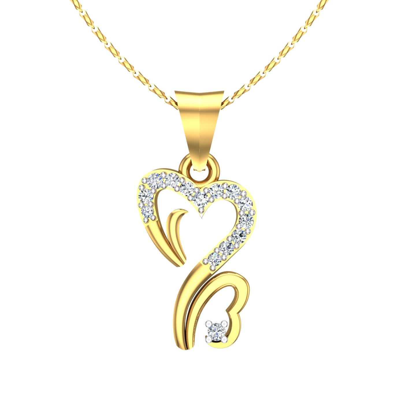 Graceful Heart Bloom Diamond Pendant