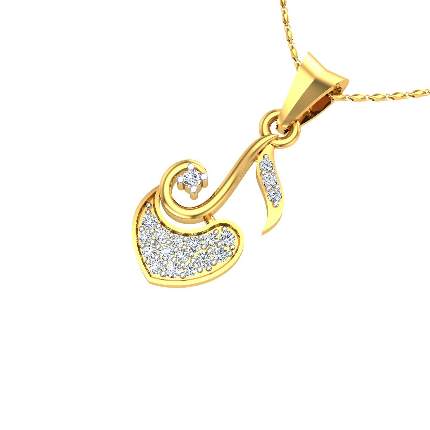 Radiant Heart Drop Diamond Pendant