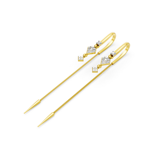 Geometric Grace Diamond Sui Dhaga Earrings