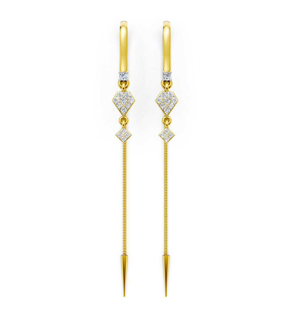 Geometric Grace Diamond Sui Dhaga Earrings