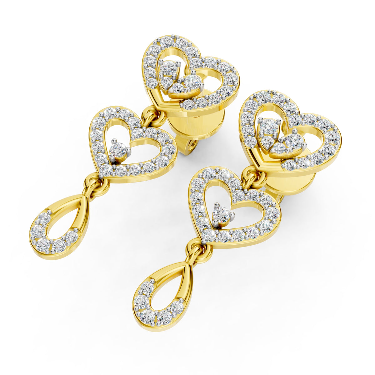 Eternal Heart Diamond Drop Earrings