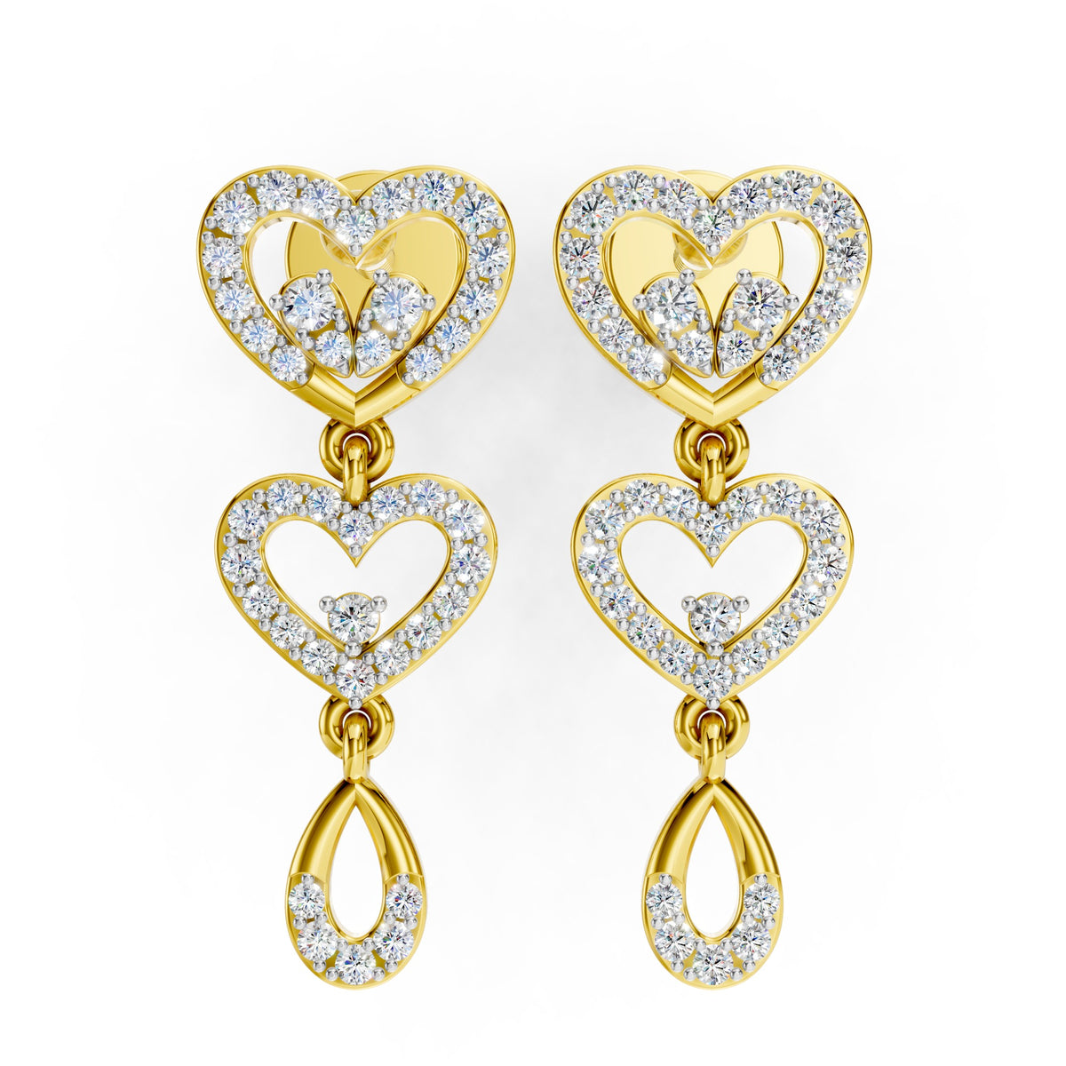 Eternal Heart Diamond Drop Earrings