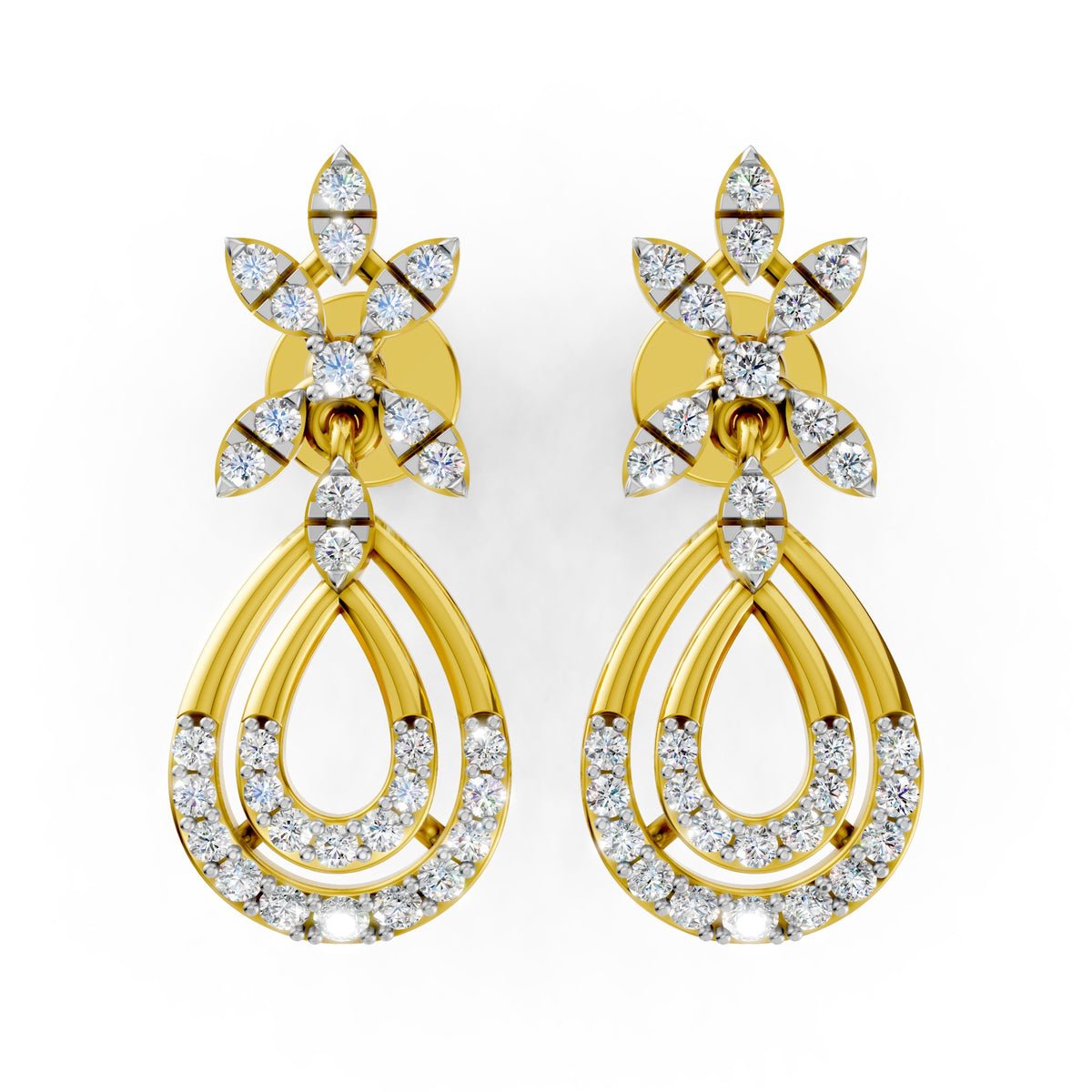 Floral Cascade Diamond Earrings