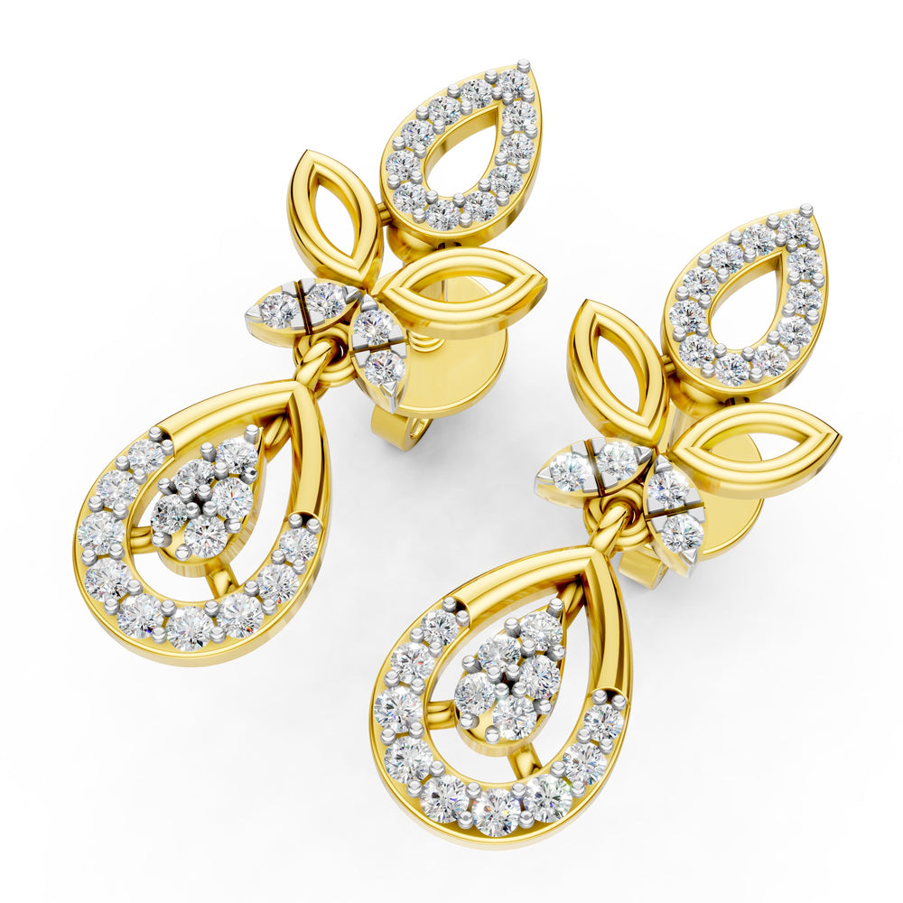 Botanical Dewdrop Diamond Drop Earrings