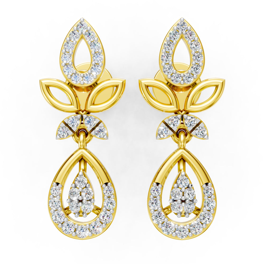 Botanical Dewdrop Diamond Drop Earrings