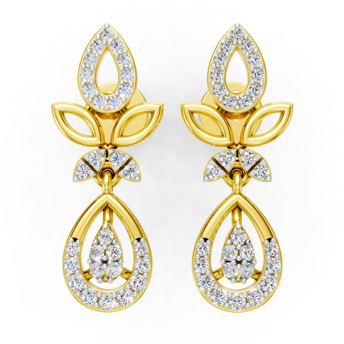 Botanical Dewdrop Diamond Drop Earrings