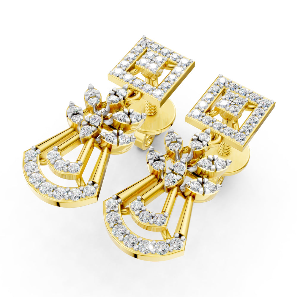 Regal Geometric Bloom Diamond Drop Earrings