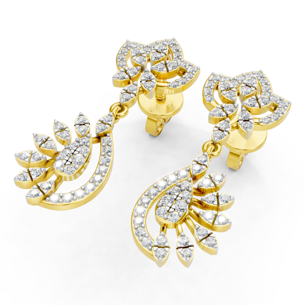 Royal Peacock Bloom Diamond Drop Earrings