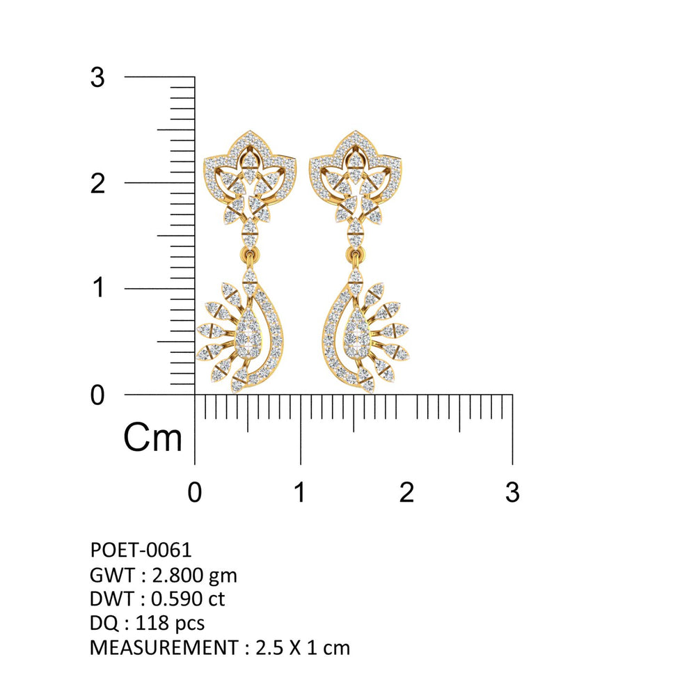 Royal Peacock Bloom Diamond Drop Earrings