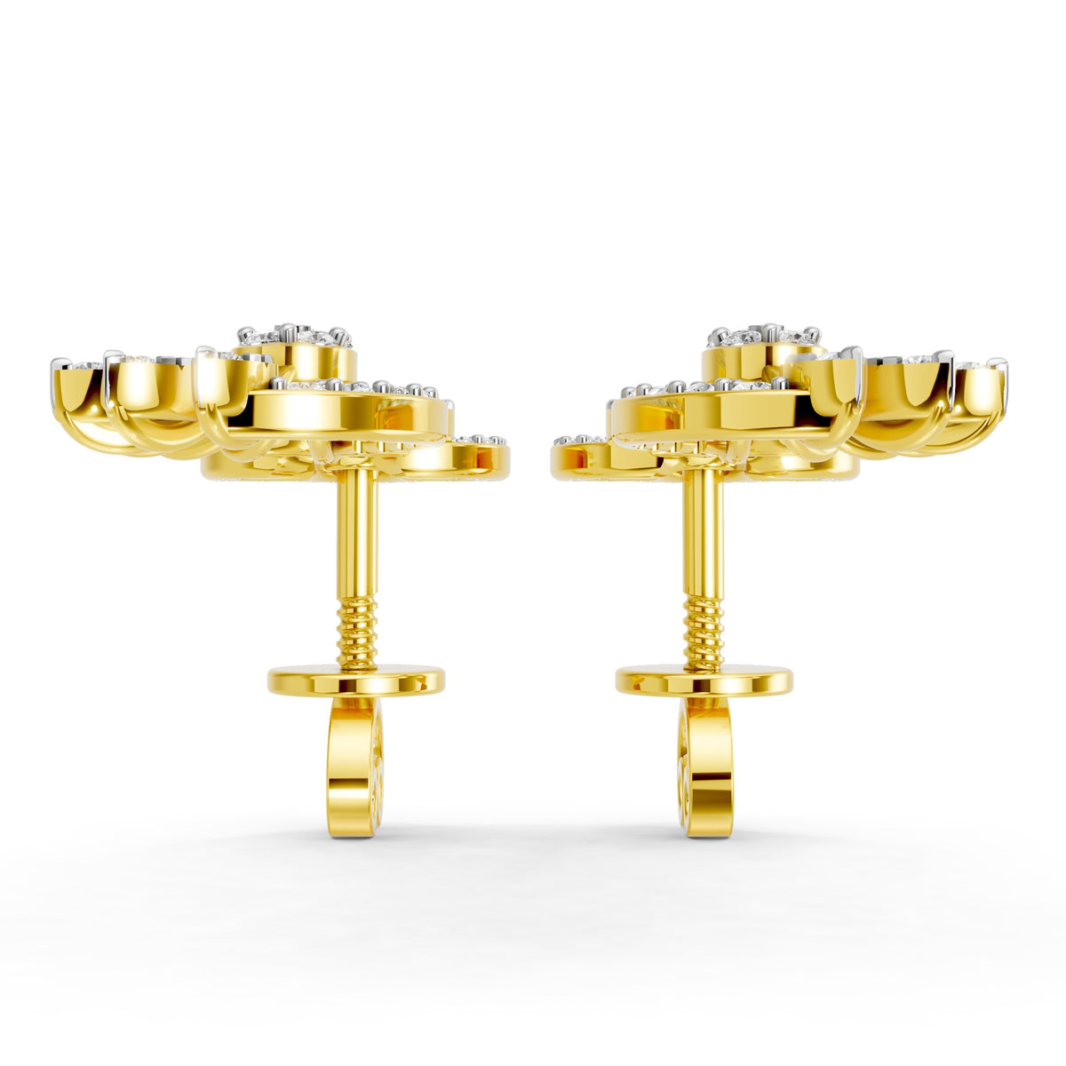 Royal Peacock Bloom Diamond Drop Earrings