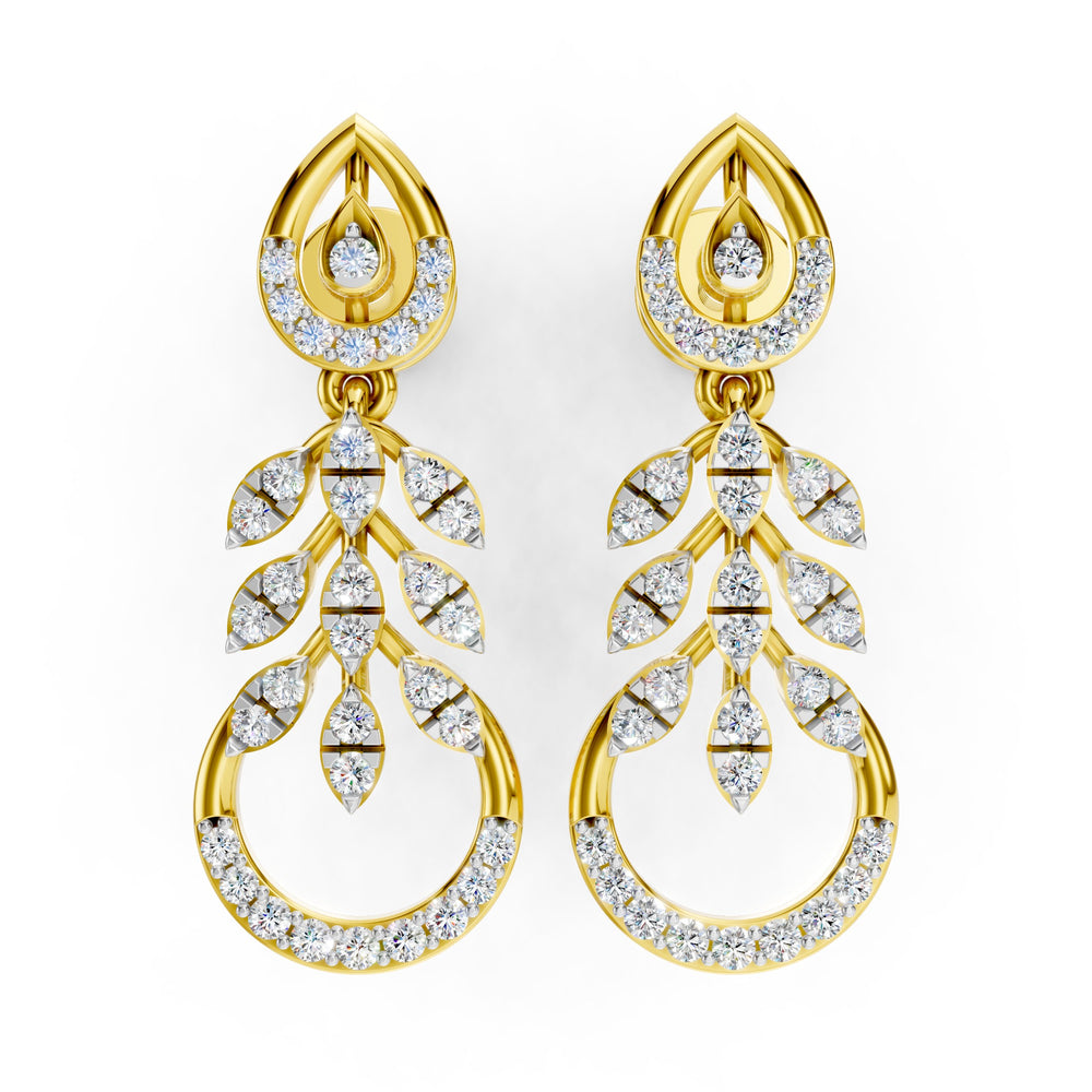 Cascading Leaf Diamond Drop Earrings