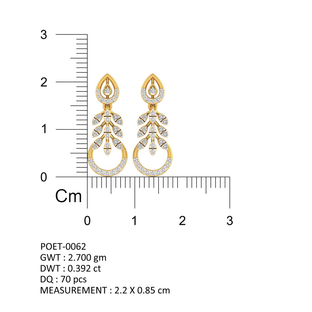 Cascading Leaf Diamond Drop Earrings