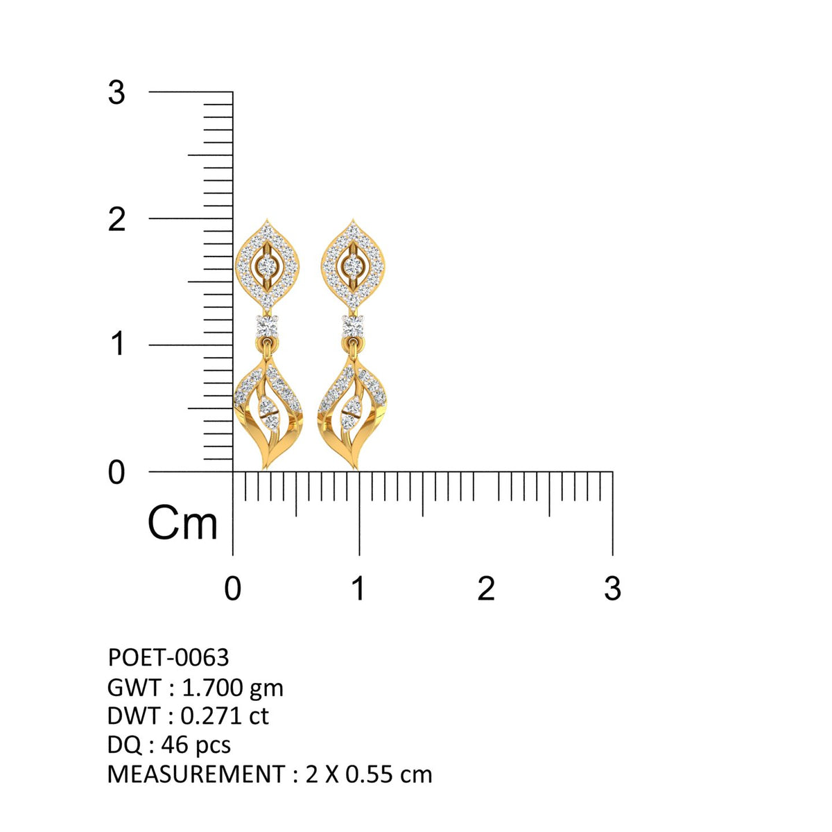 Flame Leaf Diamond Drop Earrings