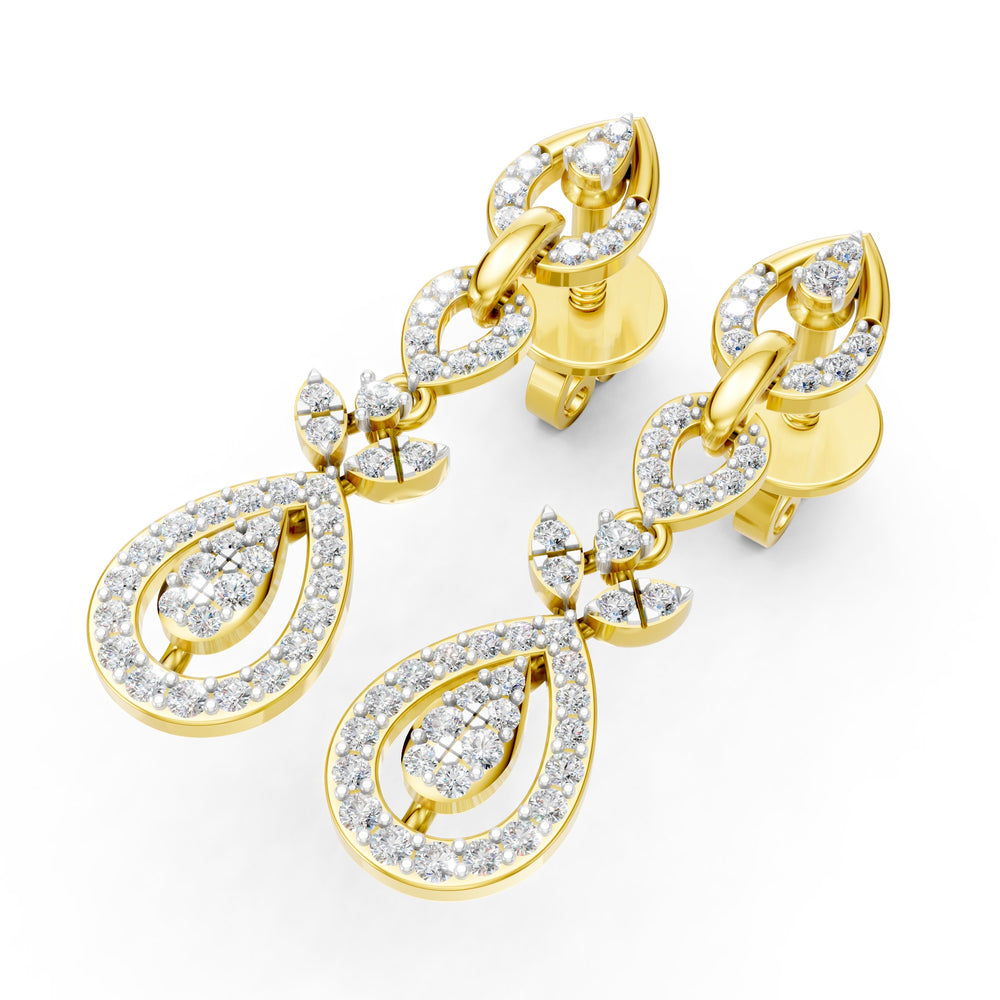 Regal Teardrop Vine Diamond Earrings