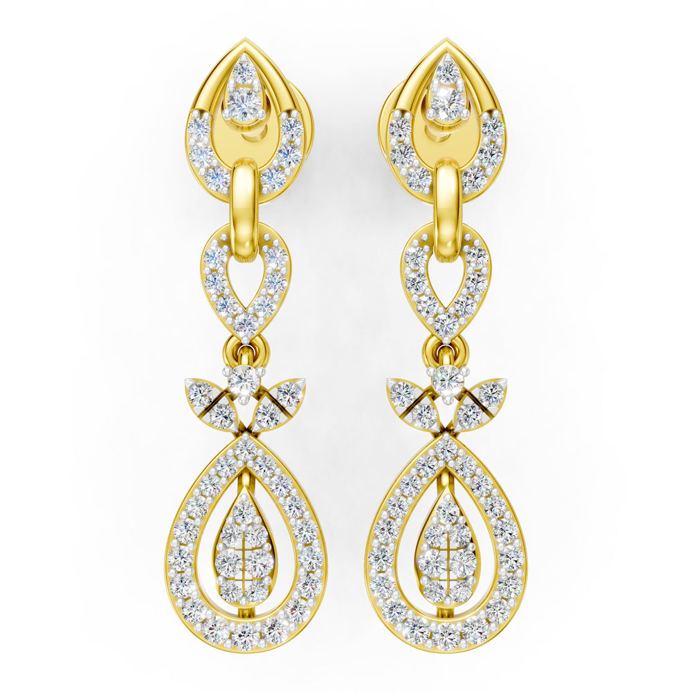 Regal Teardrop Vine Diamond Earrings