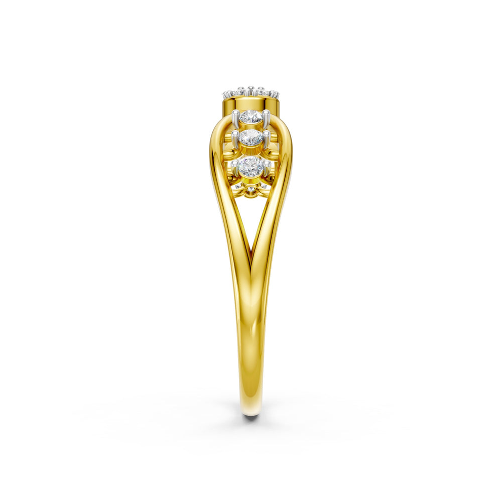 Graceful Leaf Bloom Diamond Ring