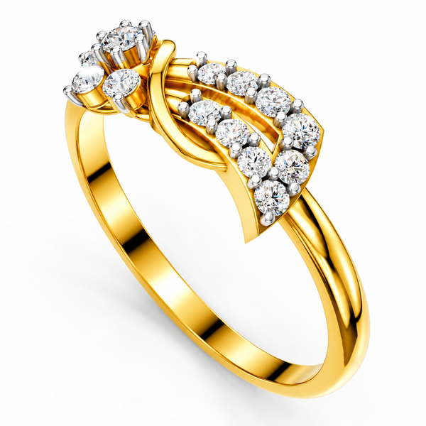 Elegant Diamond Wave Ring