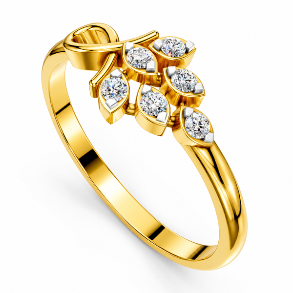 Diamond Blossom Leaf Ring