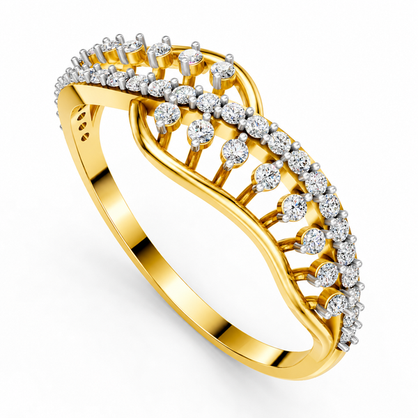 Elegant Diamond Radiance Wave Ring