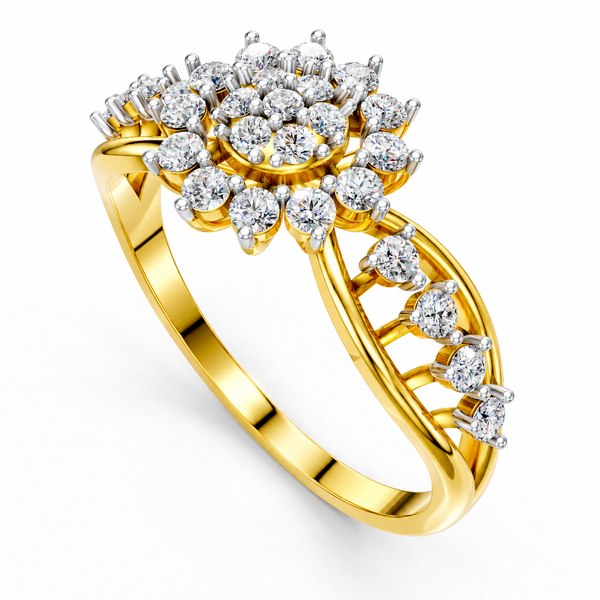 Royal Diamond Floral Crown Ring