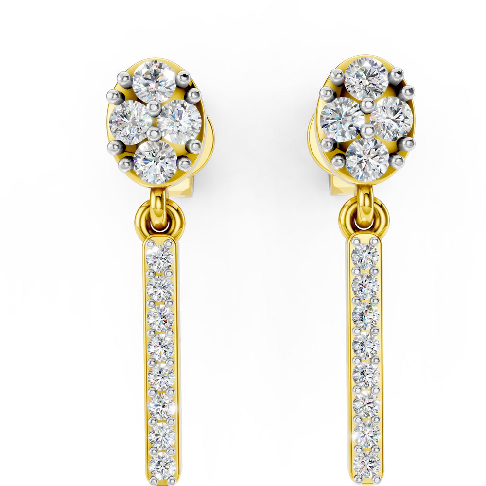 Floral Sparkle Diamond Bar Drop Earrings