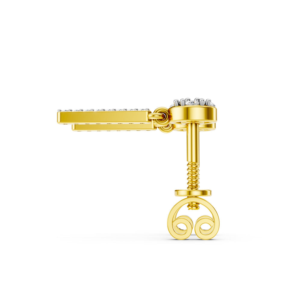 Floral Sparkle Diamond Bar Drop Earrings