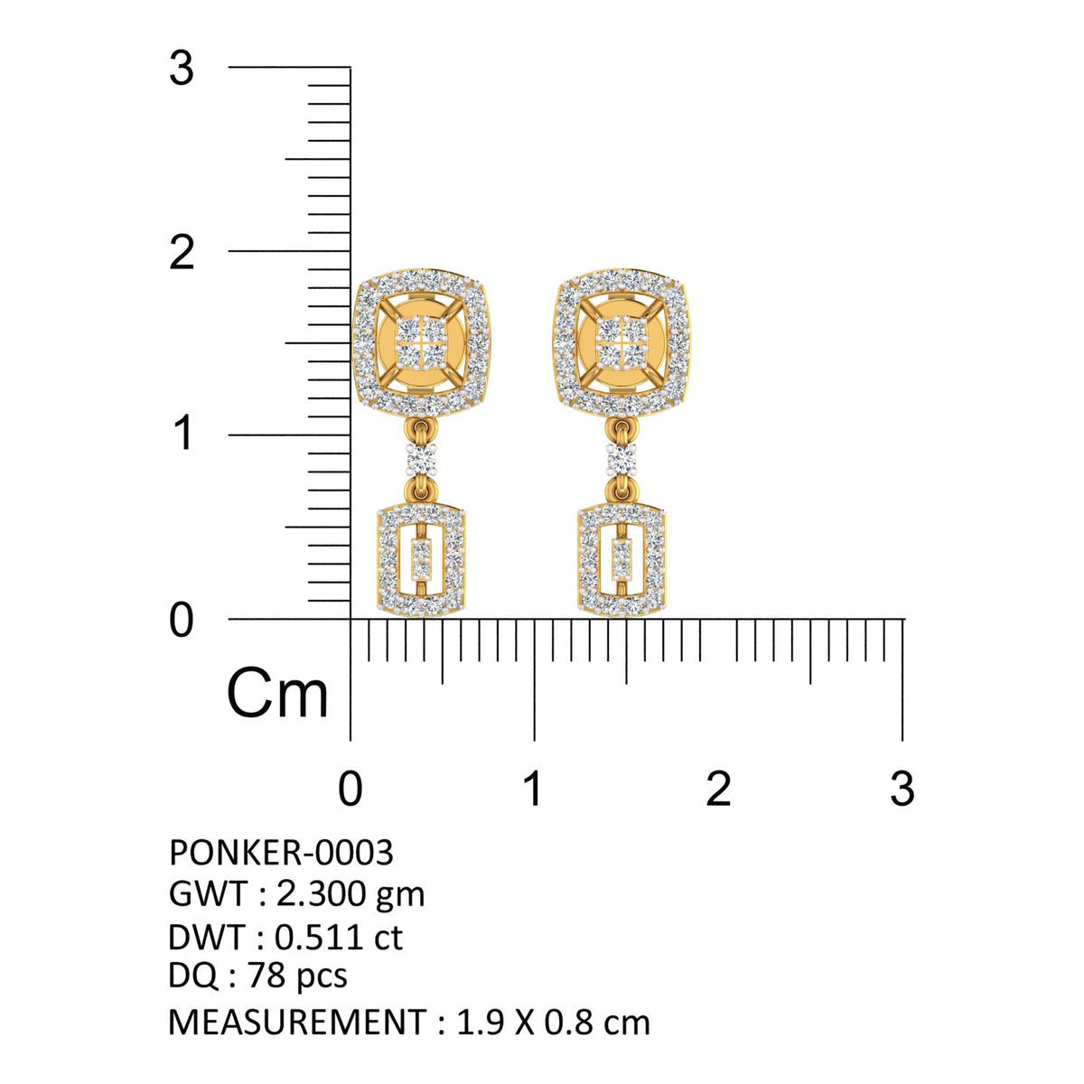Royal Geometric Halo Diamond Drop Earrings