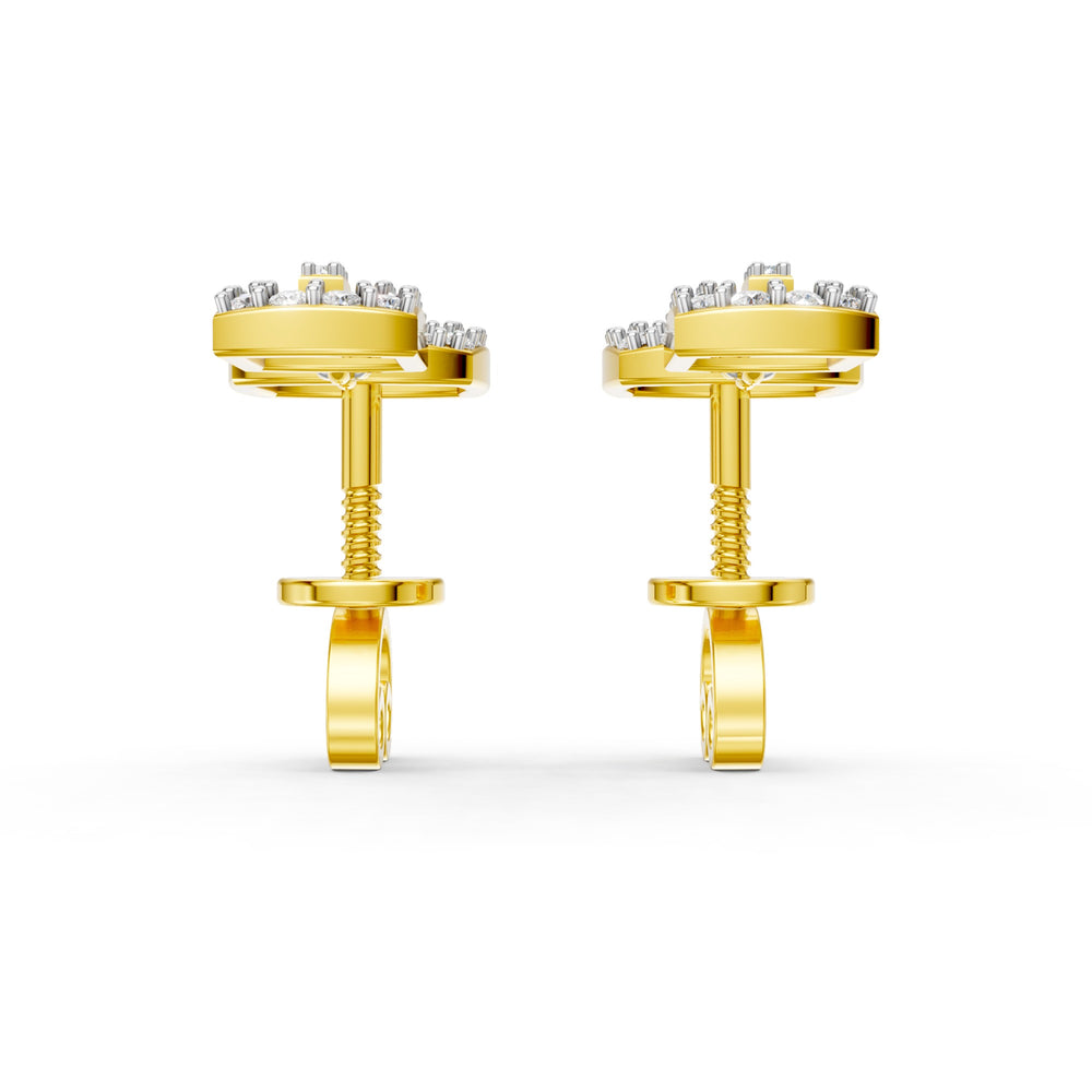 Royal Geometric Halo Diamond Drop Earrings
