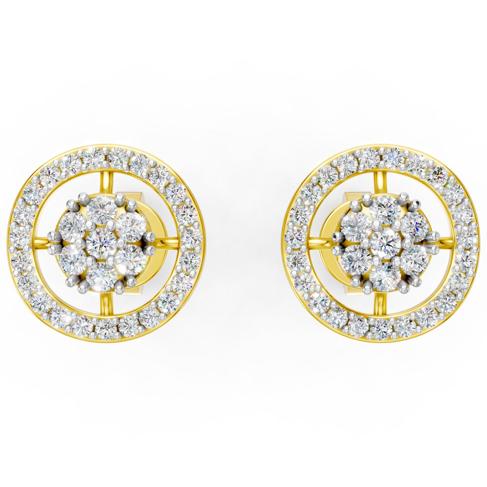 Royal Floral Halo Diamond Stud Earrings