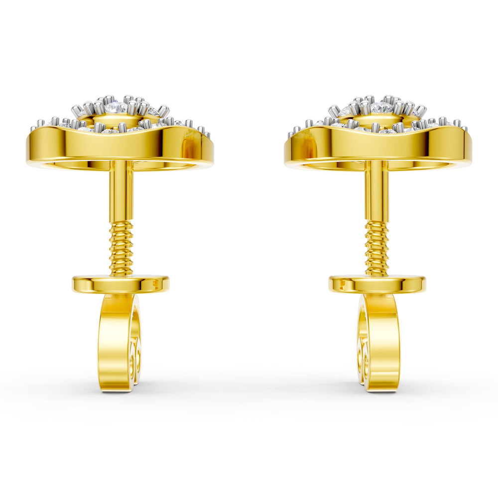 Royal Floral Halo Diamond Stud Earrings
