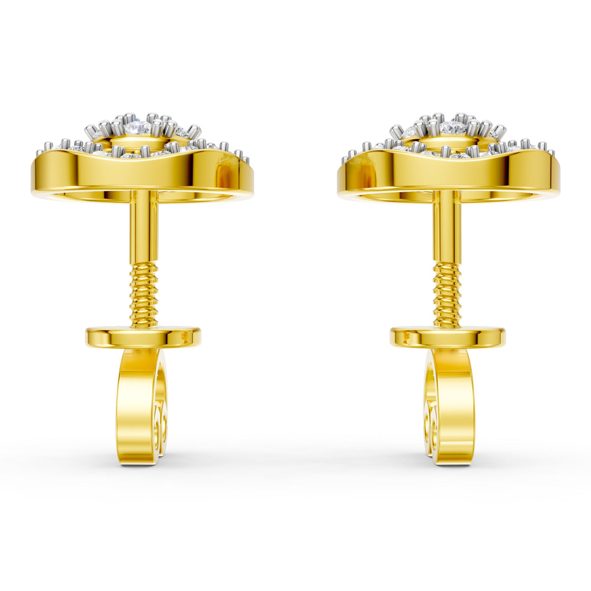 Royal Floral Halo Diamond Stud Earrings