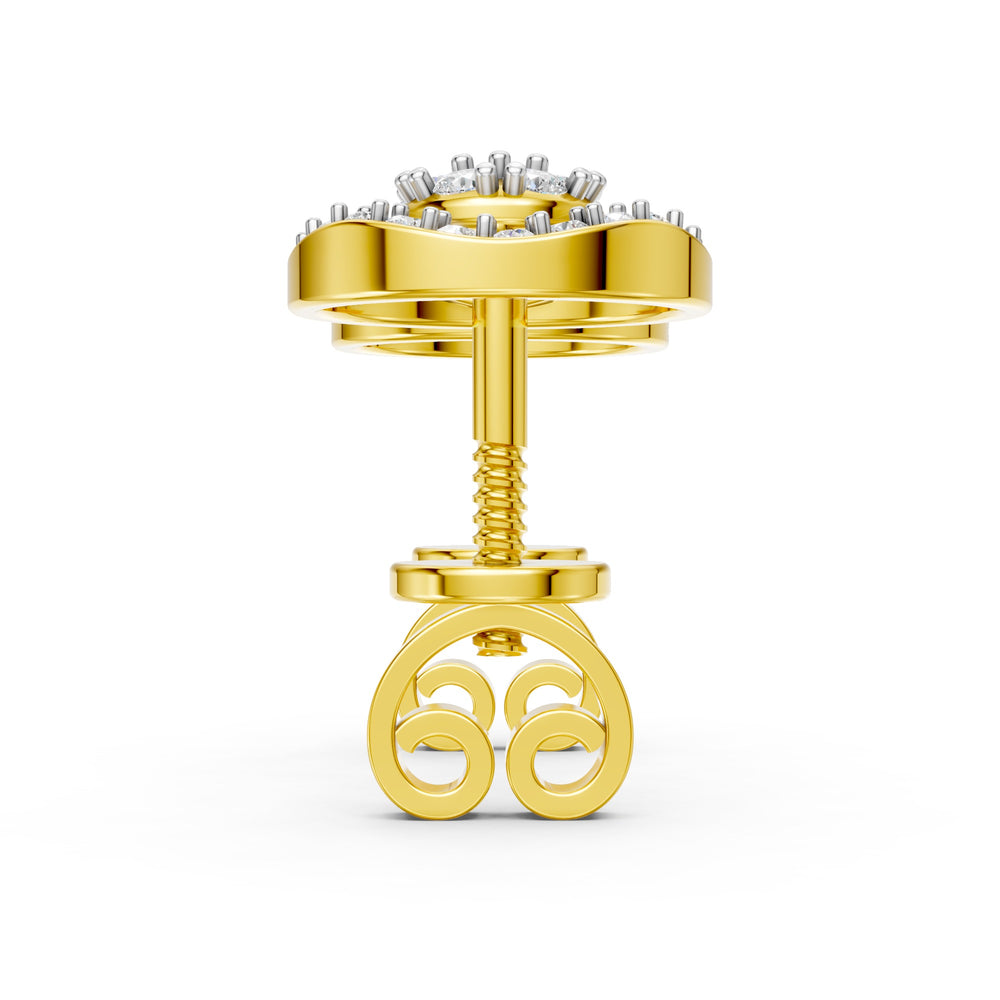 Royal Floral Halo Diamond Stud Earrings