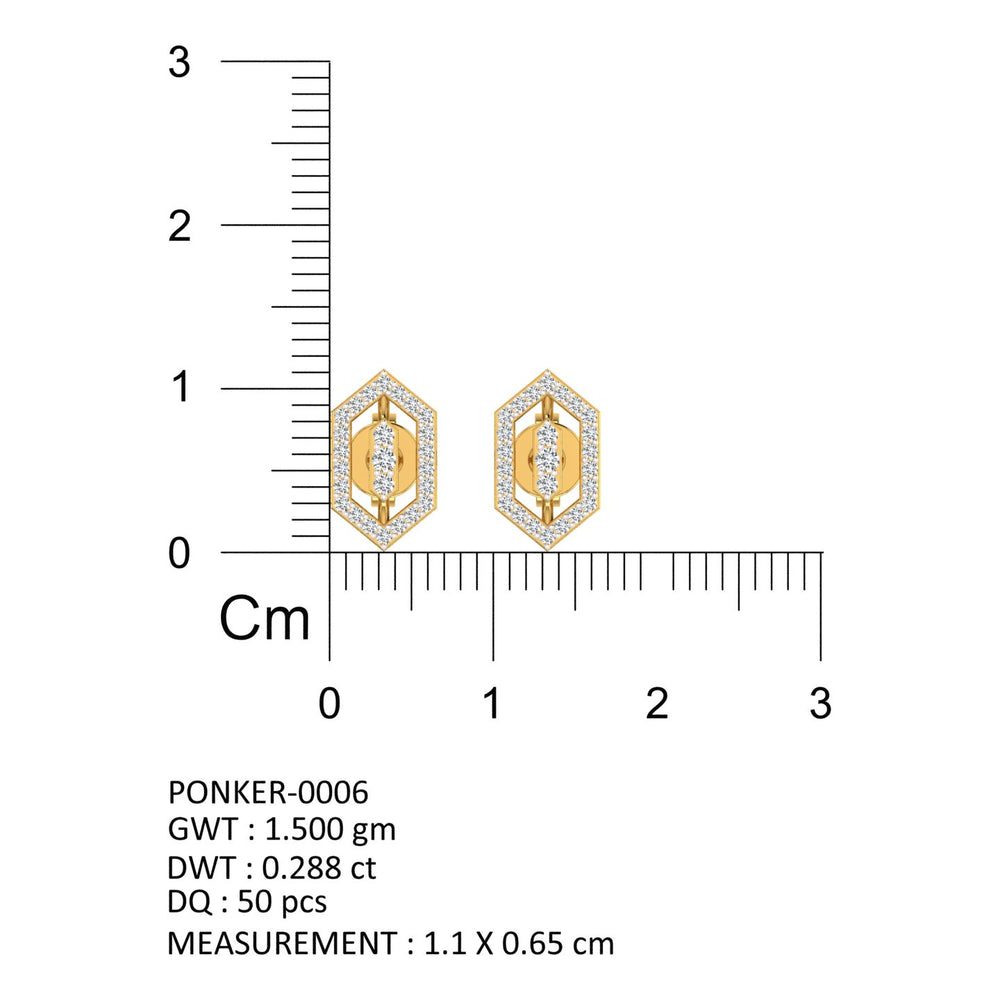 Royal Hexa Halo Diamond Stud Earrings