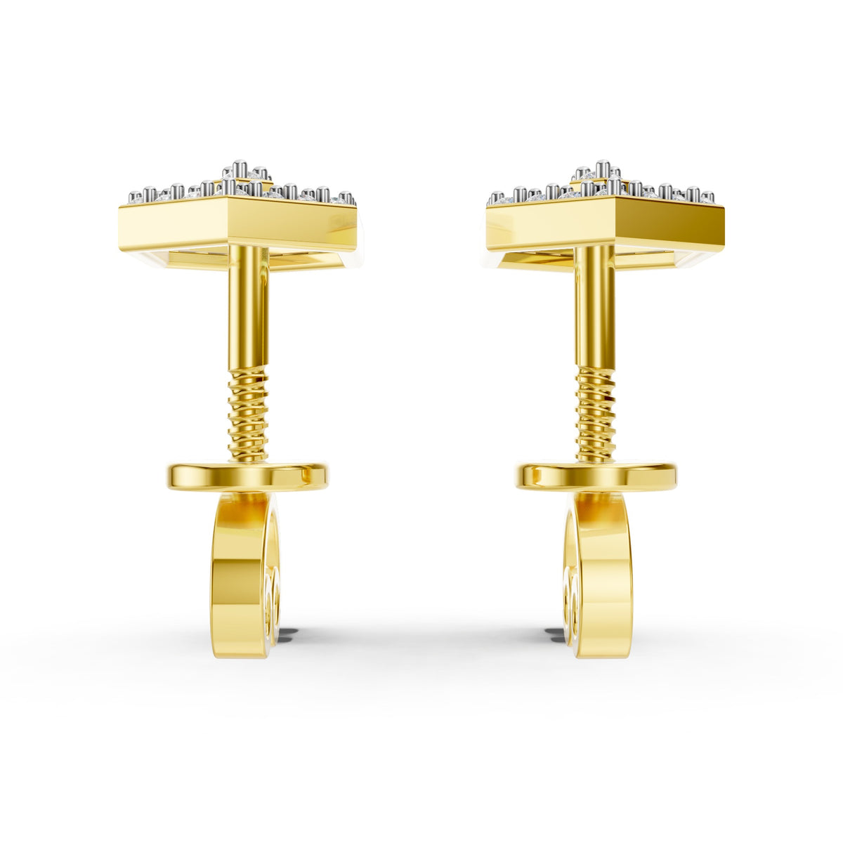 Royal Hexa Halo Diamond Stud Earrings