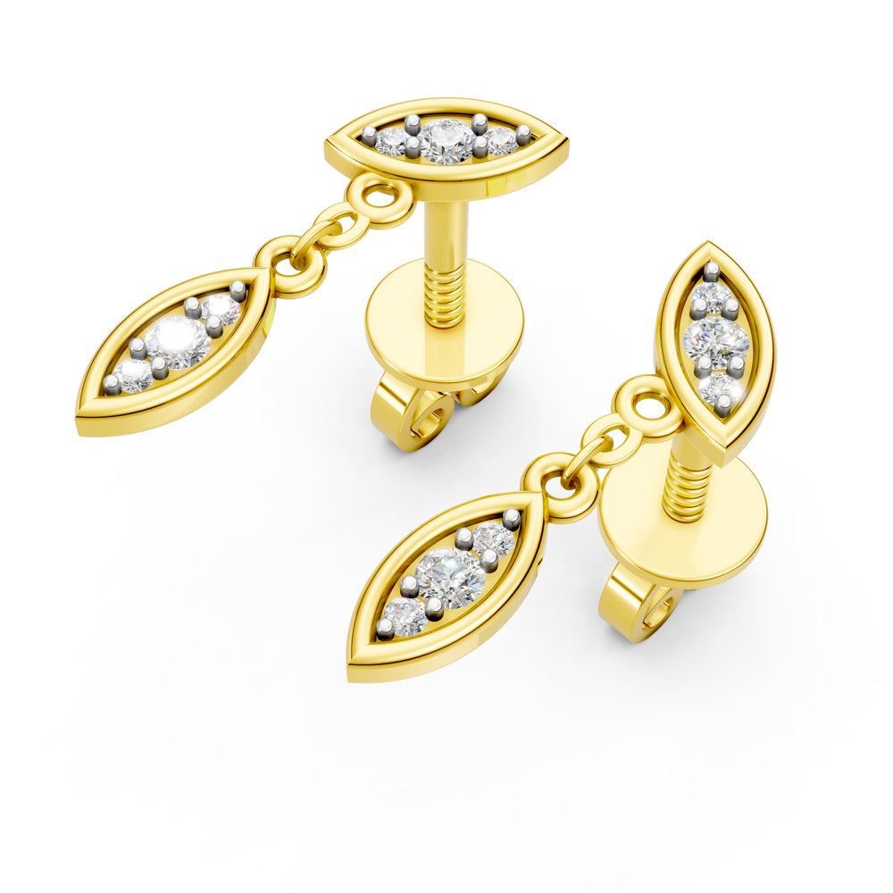 Elegant Marquise Leaf Diamond Drop Earrings
